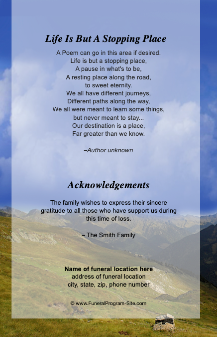 Prairie 4-Sided Graduated Funeral Program Template.