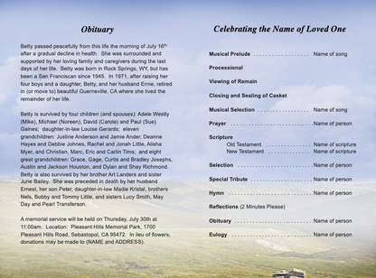 Prairie 4-Sided Graduated Funeral Program Template.