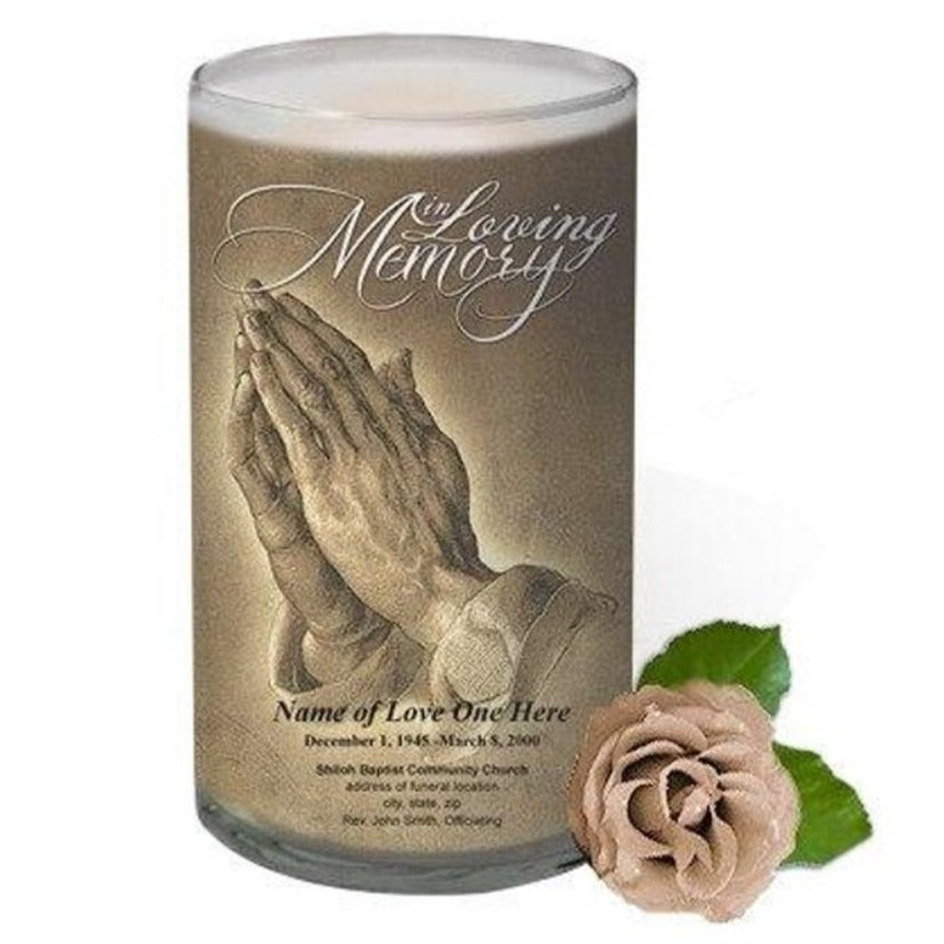 Prayer Personalized Glass Memorial Candle.