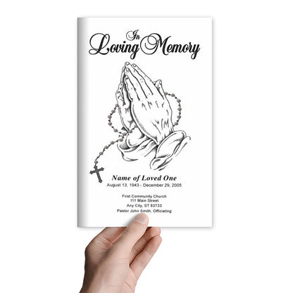 Praying Hands Funeral Program Template.