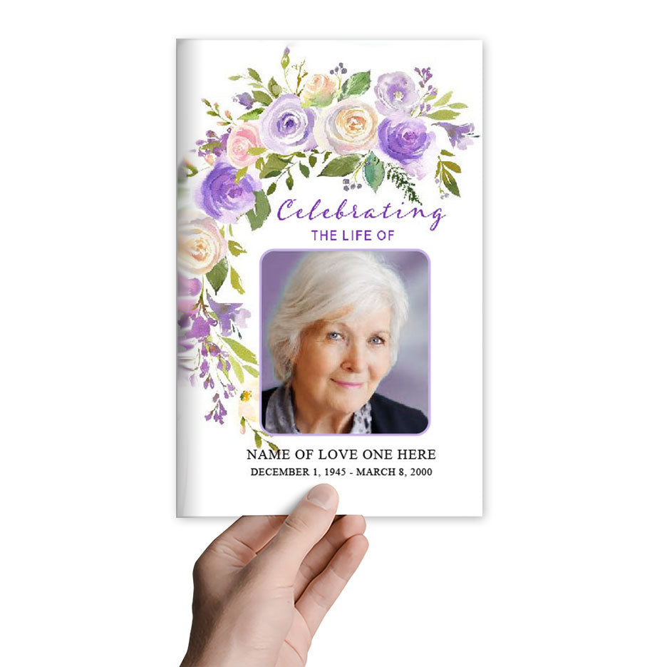 Primrose Watercolor Funeral Program Template.