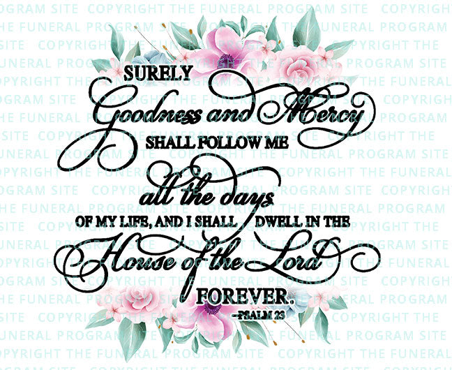 Psalm 23 Funeral Bible Verses Word Art – Funeral Program-Site Funeral