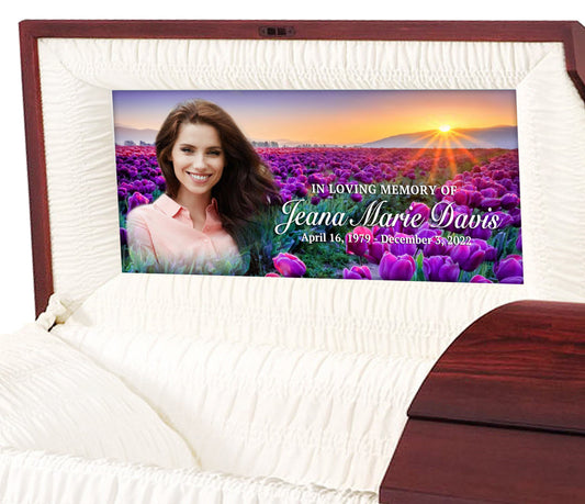 Purple Lilies Casket Panel Insert