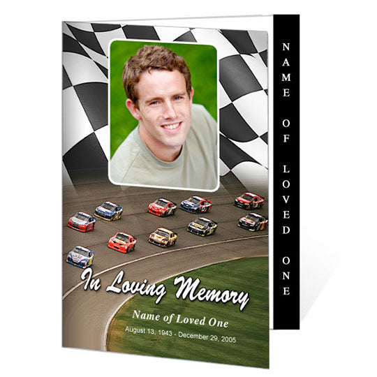 Racing 4-Sided Graduated Funeral Program Template.