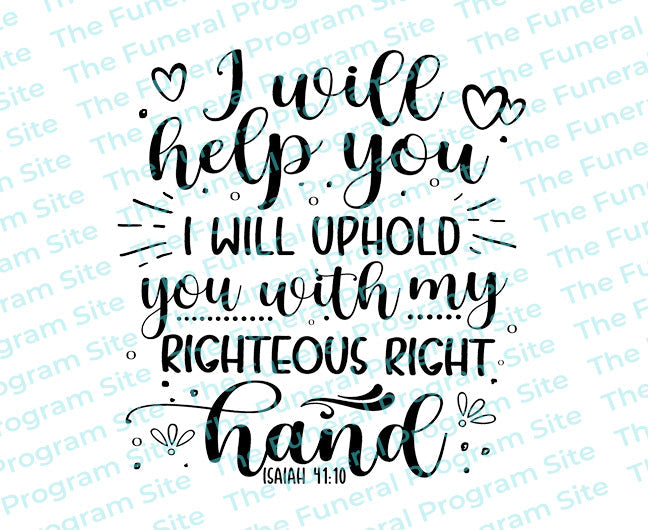 Righteous Hand Bible Verse Word Art.