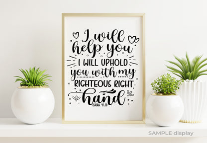 Righteous Hand Bible Verse Word Art.