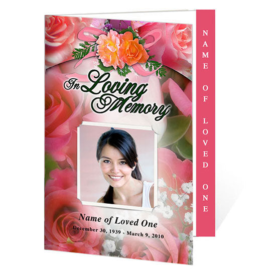 Rosy 4-Sided Graduated Funeral Program Template.