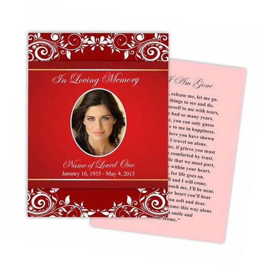 Ruby Flat Memorial Card Template.