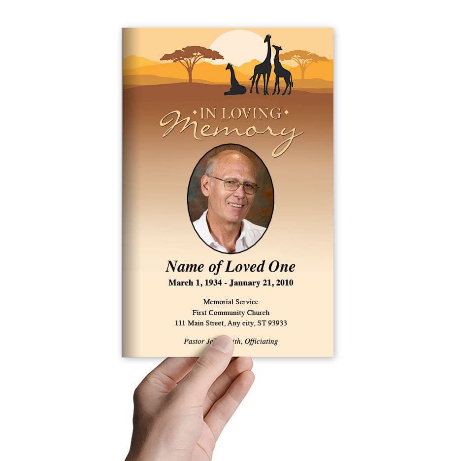 Safari Funeral Program Template.