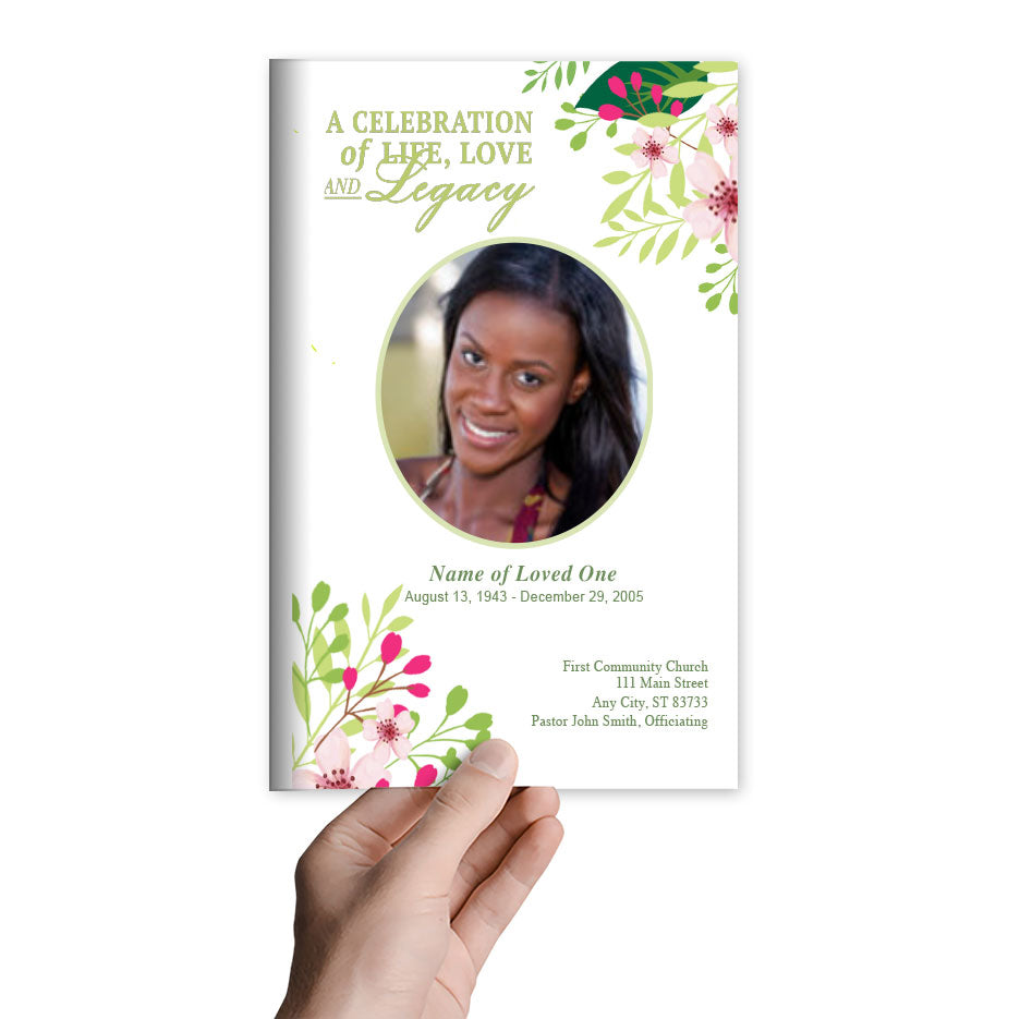 Samantha Watercolor Funeral Program Template.