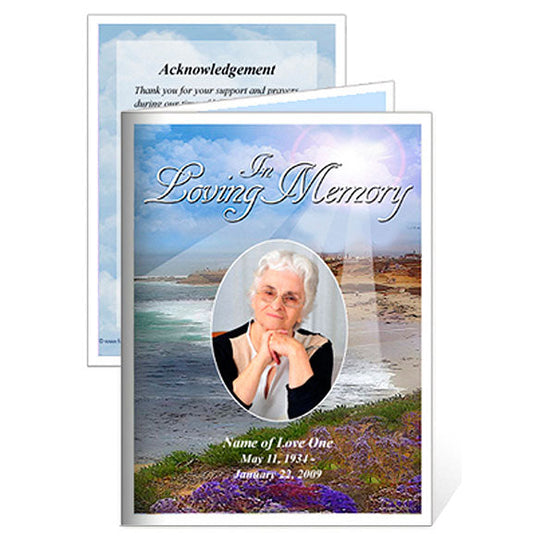 Seascape Small Memorial Card Template.