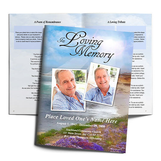 Seascape Funeral Booklet Template.