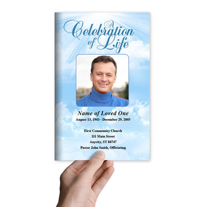 Skyblue Funeral Program Template.