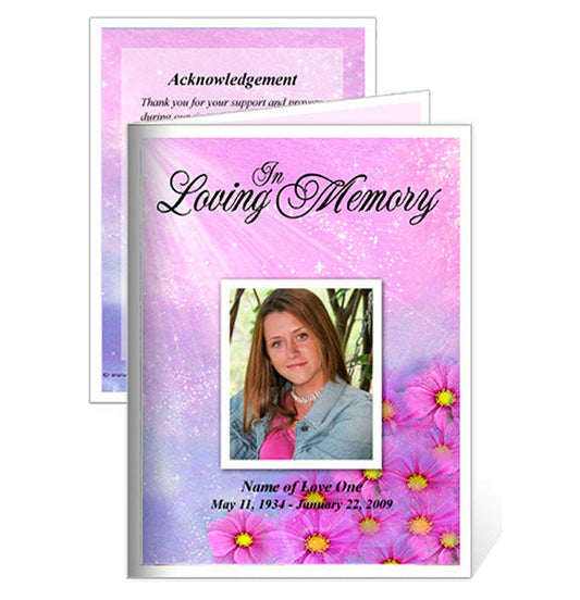 Sparkle Small Memorial Card Template.