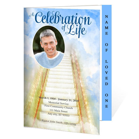 Steps Funeral Program Stairway 4-Side Graduated Funeral Program Template – Funeral Program ...