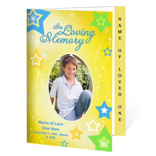 Starry 4-Sided Graduated Funeral Program Template.