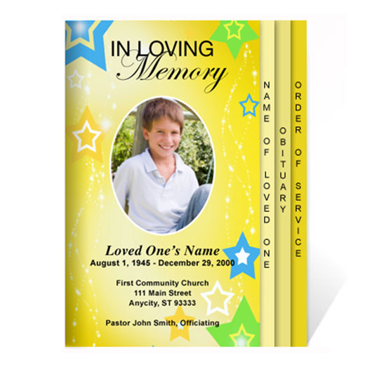 Starry 8-Sided Graduated Funeral Program Template.