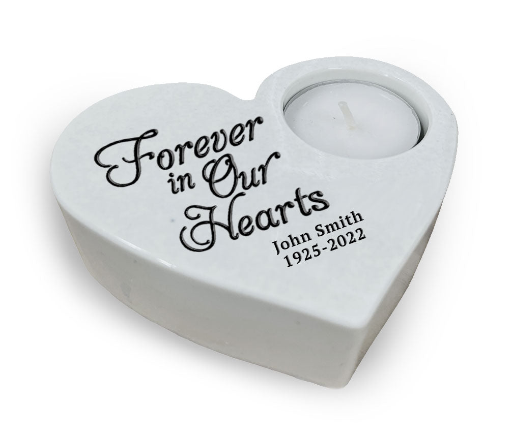 Forever In Our Hearts Stone Tea Light Memorial Candle Holder