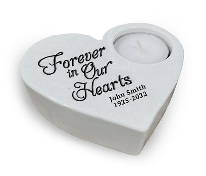 Forever In Our Hearts Stone Tea Light Memorial Candle Holder