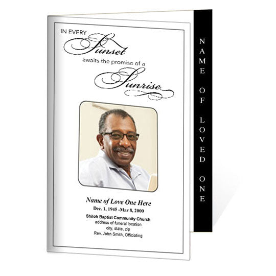 Sunset 4-Sided Graduated Funeral Program Template.