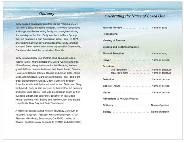 Unforgettable Funeral Program Template.