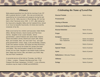 Leopard Funeral Program Template.