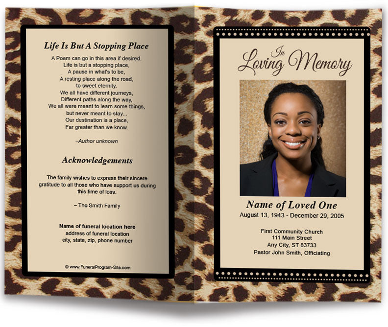 Leopard Funeral Program Template.