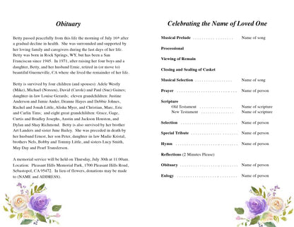 Primrose Watercolor Funeral Program Template