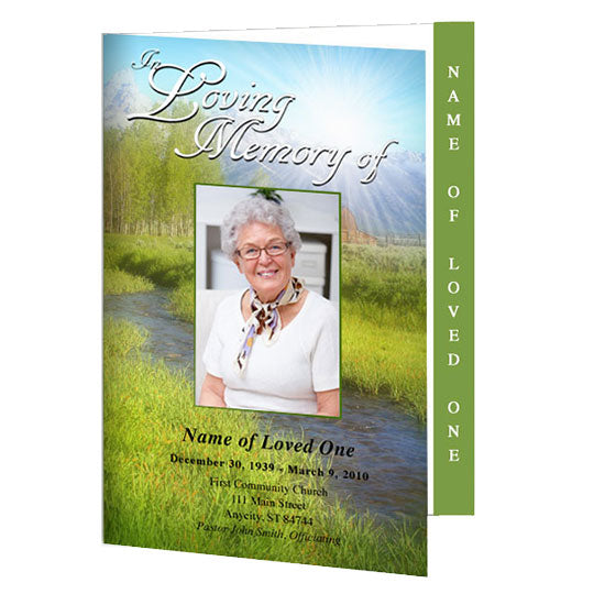 Tranquil 4-Sided Graduated Funeral Program Template.