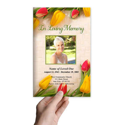 Tulips Funeral Program Template.