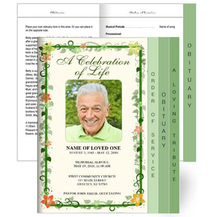 Vines Tabloid 8-Sided Graduated Program Template.