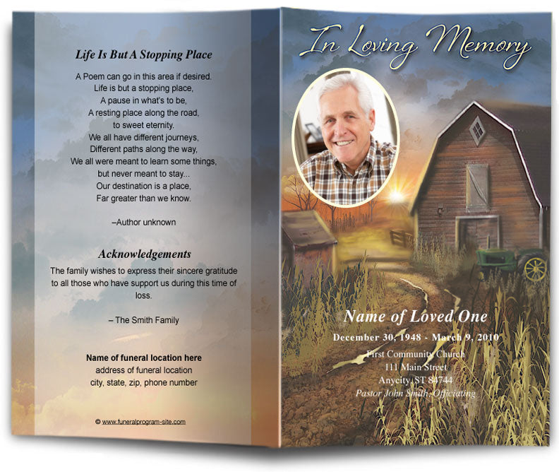 Barn Funeral Program Template.