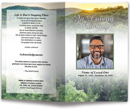 Hilltop Funeral Program Template.