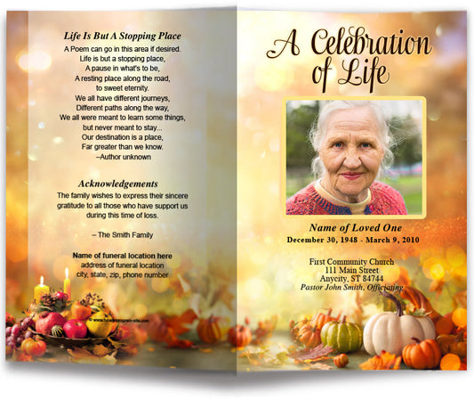 Thanksgiving Funeral Program Template