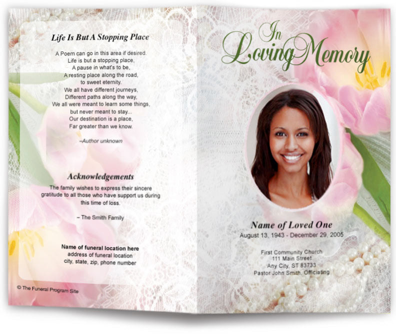 Pearls Funeral Program Template.