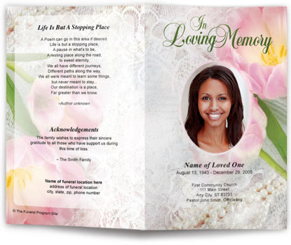 Pearls Funeral Program Template.