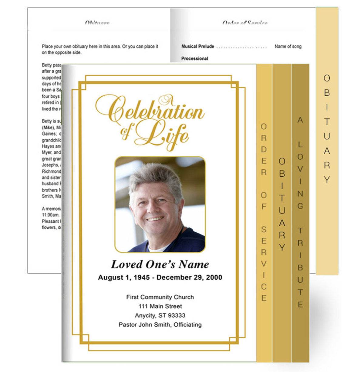 Windsor Large Tabloid 8-Sided Graduated Funeral Program Template ...