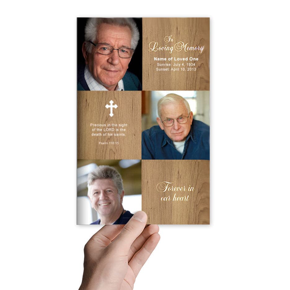 Wooden Funeral Program Template.