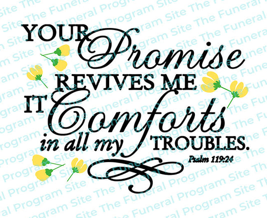 Your Promise Revives Me Bible Verse Word Art.