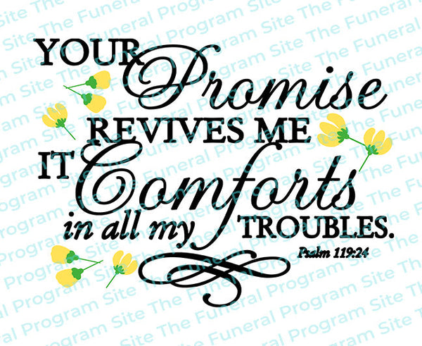Your Promise Revives Me Funeral Bible Verses Word Art – Funeral Program ...